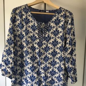 Blue and white blouse